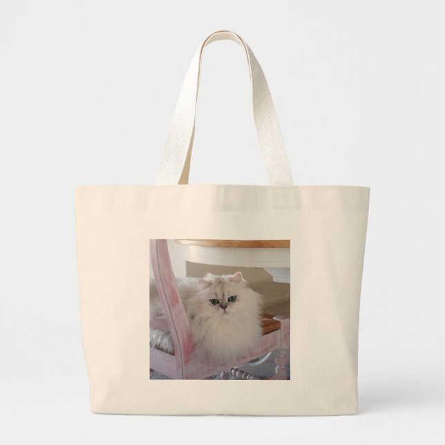 Vit persisk katt på Rosa Jumbo Tygkasse (Framsidan)