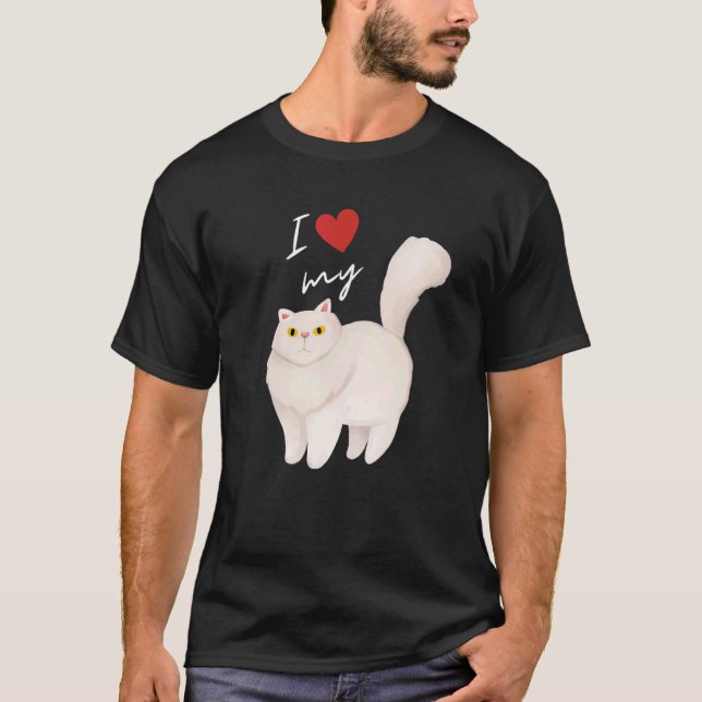 Vit persisk kattmamma för katt t shirt (Framsida)