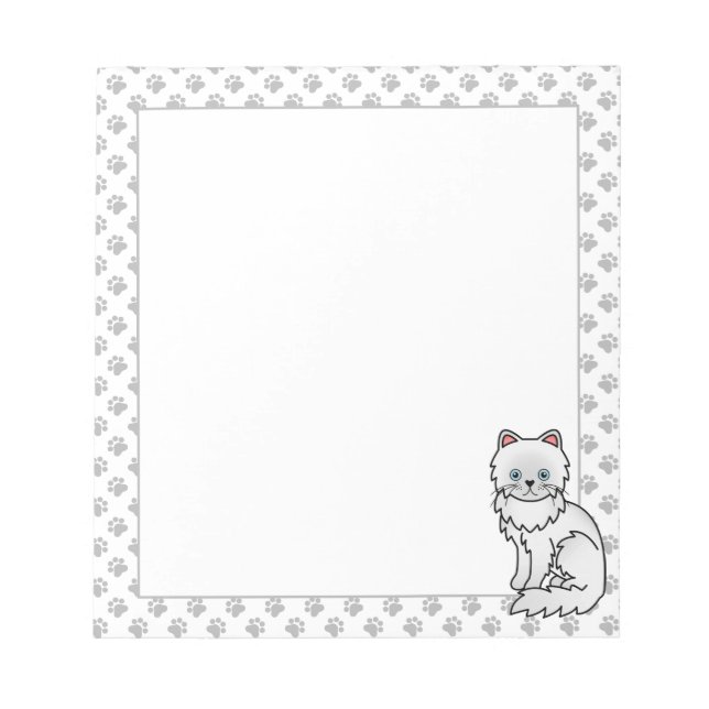 Vit persisk söt serieillustration av katt anteckningsblock (Framsida)