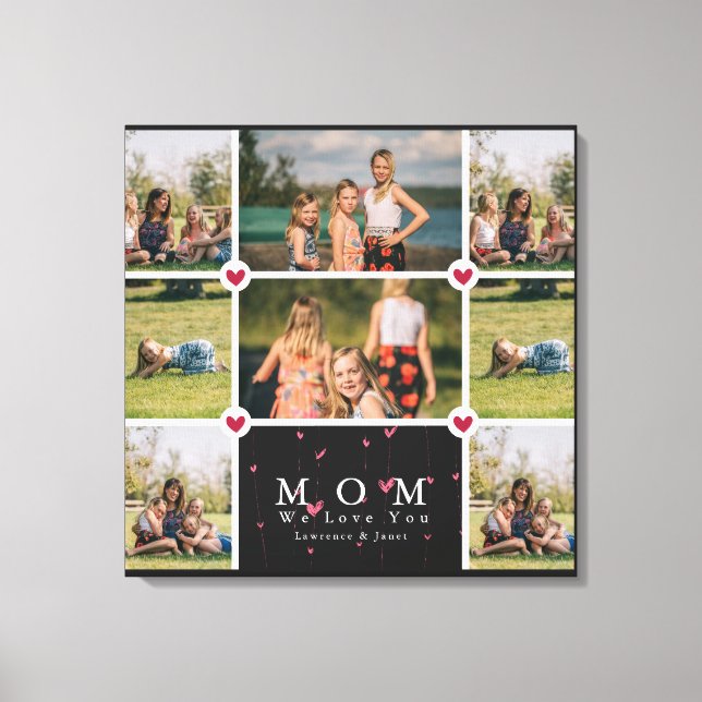 Vit Personlig Kärlek You Mamma 8 Fotokollage Canvastryck (Framsida)