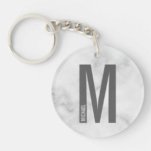 Vit personlig monogram och namn i marmor