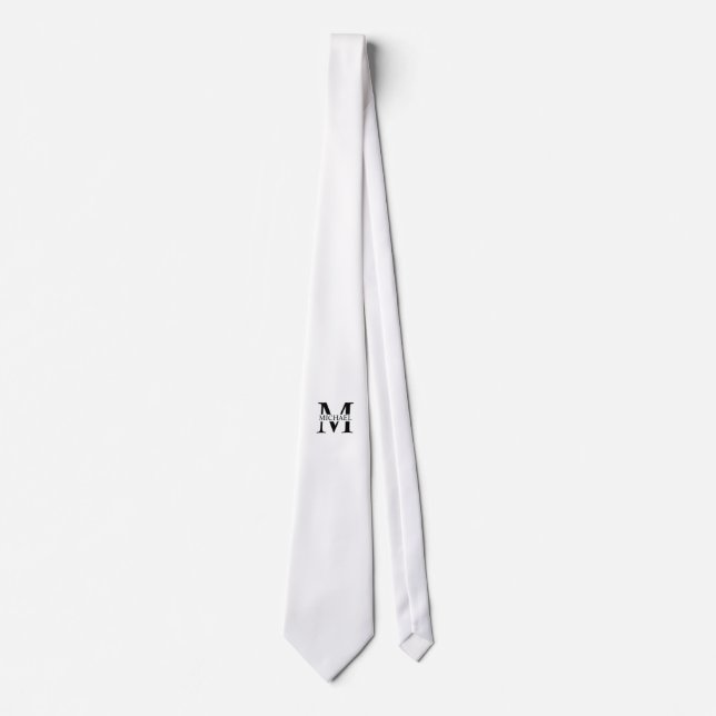 Vit Personlig Monogram och Namn Slips (Framsida)