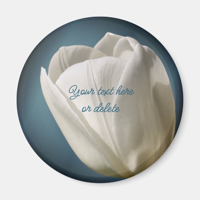 Vit personlig tulpanblomma magnet (Framsidan)