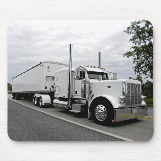 Vit Peterbilt 379 Mousepad Musmatta (Framsidan)