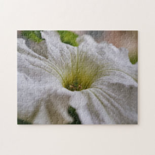 Vit Petunia Flower Macro Close Puzzle Pussel