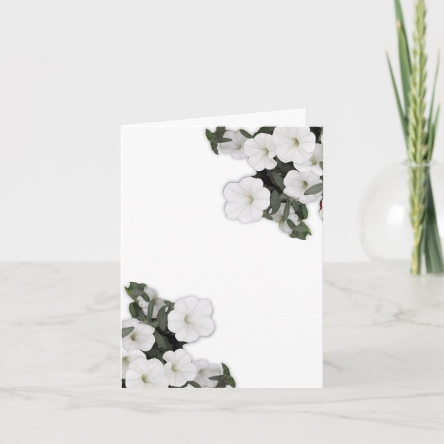 Vit Petunia Vikad Inbjudan (Framsida)