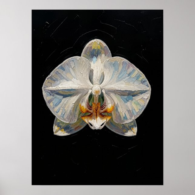 Vit Phalaenopsis-Orkidé Fin Konsttryck, Mörkt  Poster (Framsidan)