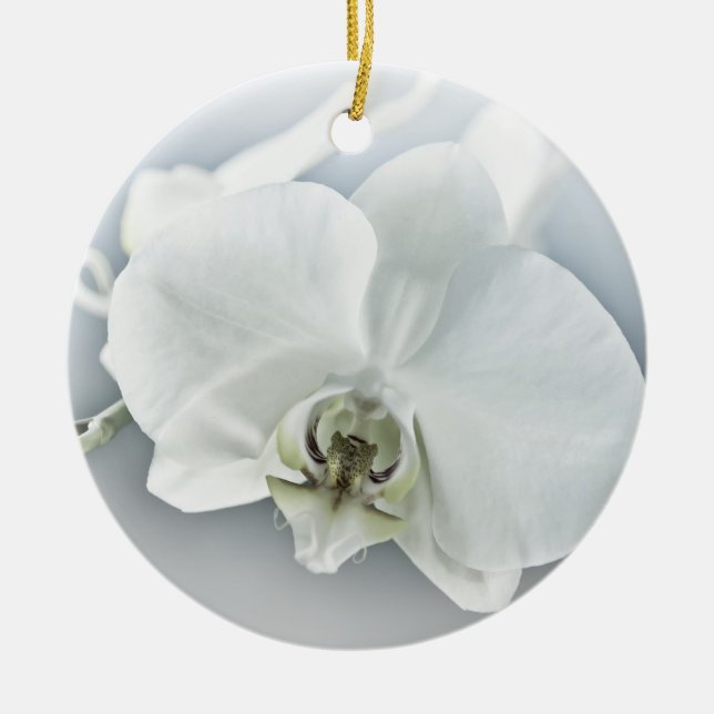 Vit Phalaenopsis Orkidé Julgransprydnad Keramik (Framsidan)