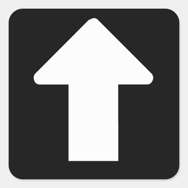 Vit pil fyrkantigt klistermärke (Framsida)