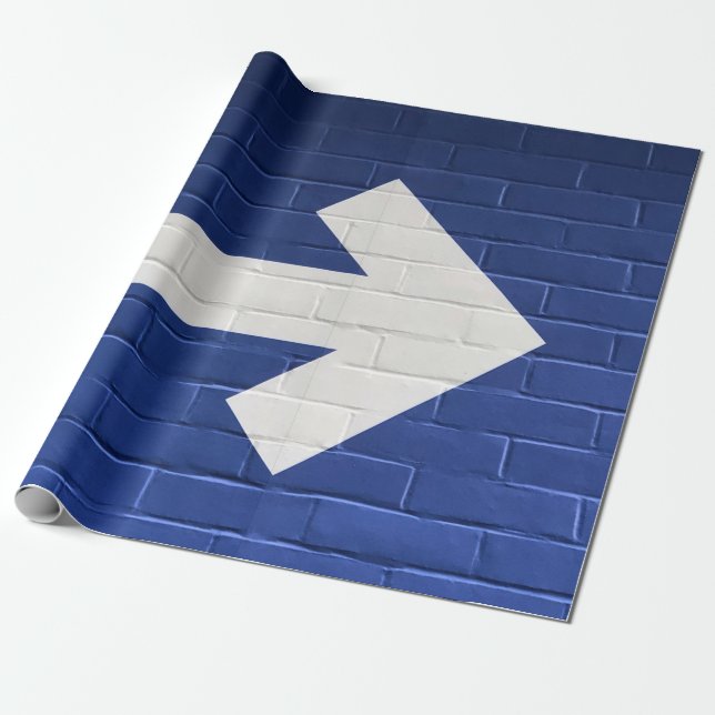 Vit pil målad på brickväggen presentpapper (Utrullad)