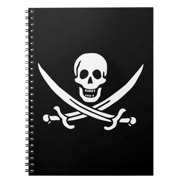 Vit, Pirat Flagga Calico-Jack, Skull och klass Anteckningsbok (Framsidan)