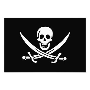 Vit, Pirat Flagga Calico-Jack, Skull och klass Fototryck