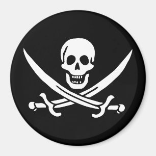 Vit, Pirat Flagga Calico-Jack, Skull och klass Magnet