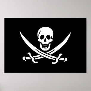 Vit, Pirat Flagga Calico-Jack, Skull och klass Poster