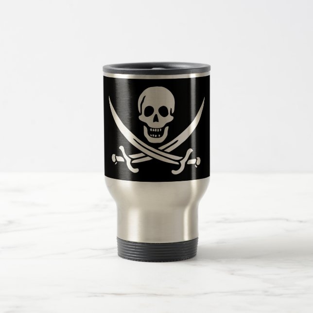 Vit, Pirat Flagga Calico-Jack, Skull och klass Resemugg (Center)