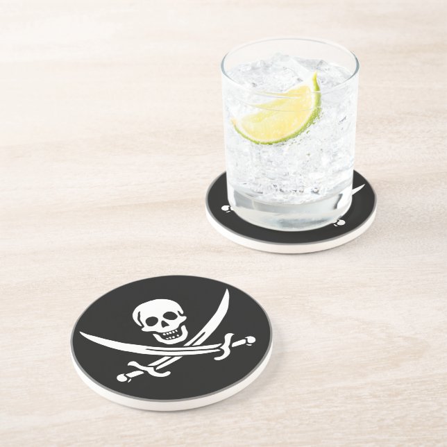 Vit, Pirat Flagga Calico-Jack, Skull och klass Underlägg (Sidan)