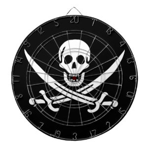 Vit, Piratflagga Calico Jack, Dödskalle & Svärd Darttavla