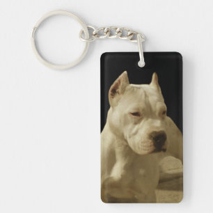 Vit Pitbull Nyckelring