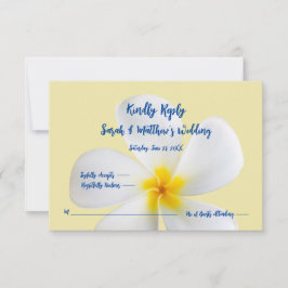 Vit plasma på Gult, tropisk, Blommigt, OSA Tack Kort