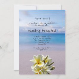 Vit Plumeria Beach Background Bröllop Breakfast Inbjudningar