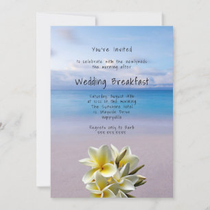 Vit Plumeria Beach Background Bröllop Breakfast Inbjudningar