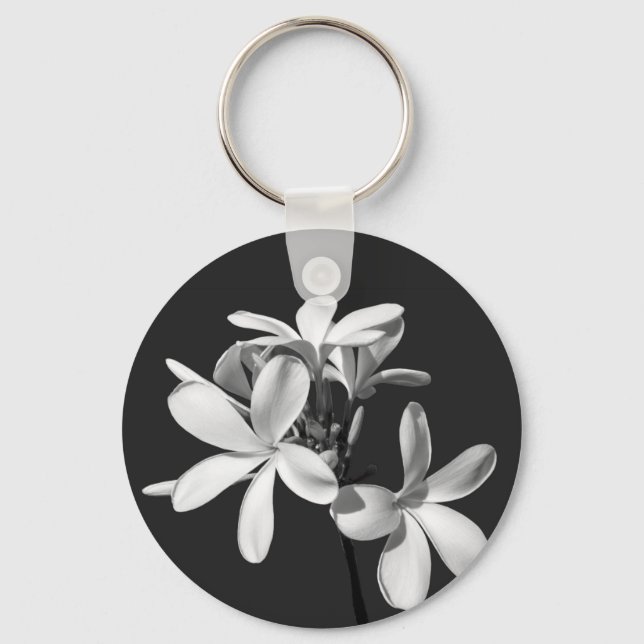 Vit plumeria i fullt-blomma nyckelring (Framsida)