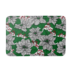 Vit poinsettia, Jul mönster Badrumsmatta