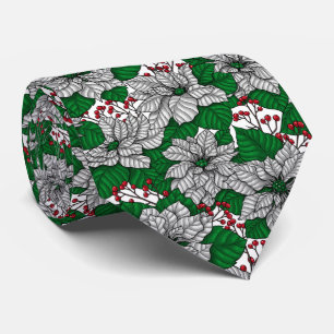 Vit poinsettia, Jul mönster Slips