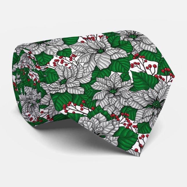 Vit poinsettia, Jul mönster Slips (Rullad)