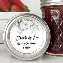 Vit Poinsettia Tom Hantverk Glasburk Runt Klistermärke