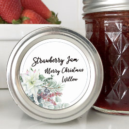 Vit Poinsettia Tom Hantverk Glasburk Runt Klistermärke