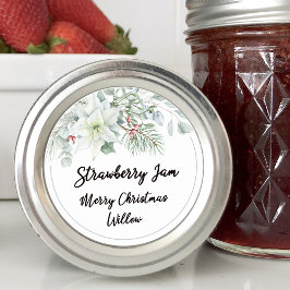 Vit Poinsettia Tom Hemgjord Murad Glasburk Runt Klistermärke