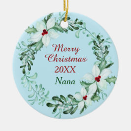 Vit poinsettia Wandean Nana Photo Template Julgransprydnad Keramik