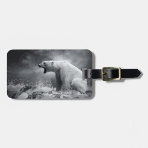 Vit Polar Bear Hunter på is i vatten Bagagebricka