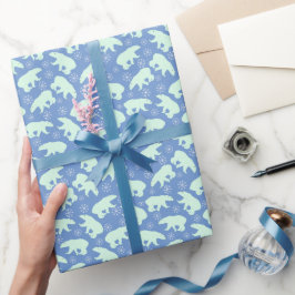 Vit Polar Bear på blått Tillfällen Presentpapper