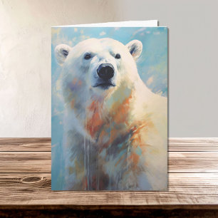 Vit Polar Bear Porträtt i Coola Tones Kort