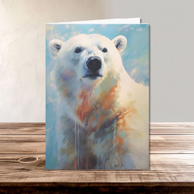Vit Polar Bear Porträtt i Coola Tones Kort (Skapare uppladdad)