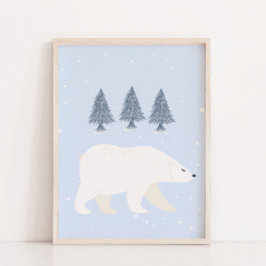 Vit Polar i Snö Bear Nursery Wall Decor Poster