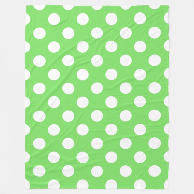 Vit polka dots på äppelgrönt fleecefilt (Framsidan)
