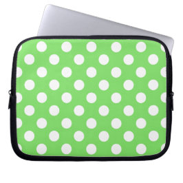 Vit polka dots på äppelgrönt laptop fodral