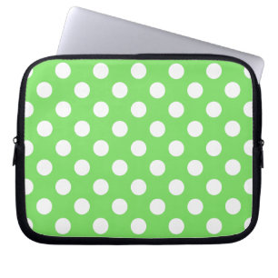 Vit polka dots på äppelgrönt laptop fodral