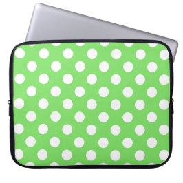 Vit polka dots på äppelgrönt laptop sleeve
