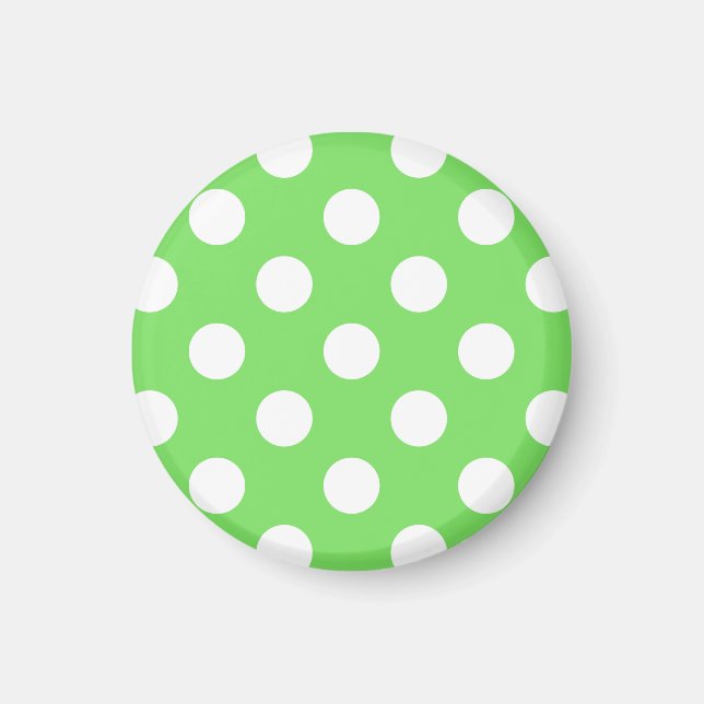 Vit polka dots på äppelgrönt magnet (Framsidan)