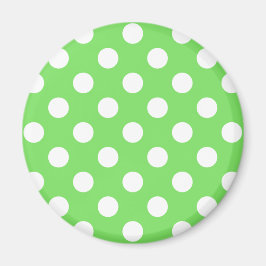 Vit polka dots på äppelgrönt magnet