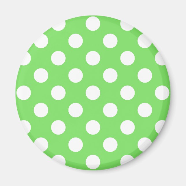 Vit polka dots på äppelgrönt magnet (Framsidan)