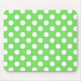 Vit polka dots på äppelgrönt musmatta