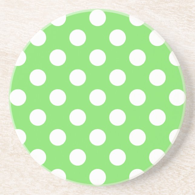 Vit polka dots på äppelgrönt underlägg (Framsidan)