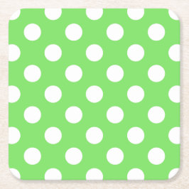 Vit polka dots på äppelgrönt underlägg papper kvadrat