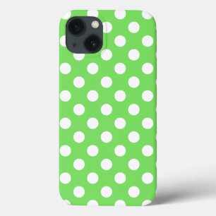 Vit polka dots på äpple grönt Fodral-Mate iPhone c