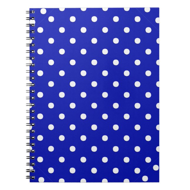 vit polka dots på blå anteckningsbok med spiral (Framsidan)